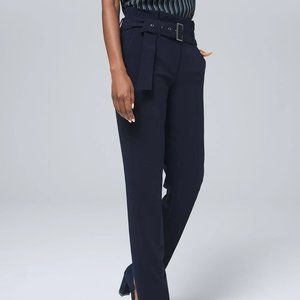 White House Black Market Navy Belted Tapered Ankle Pant